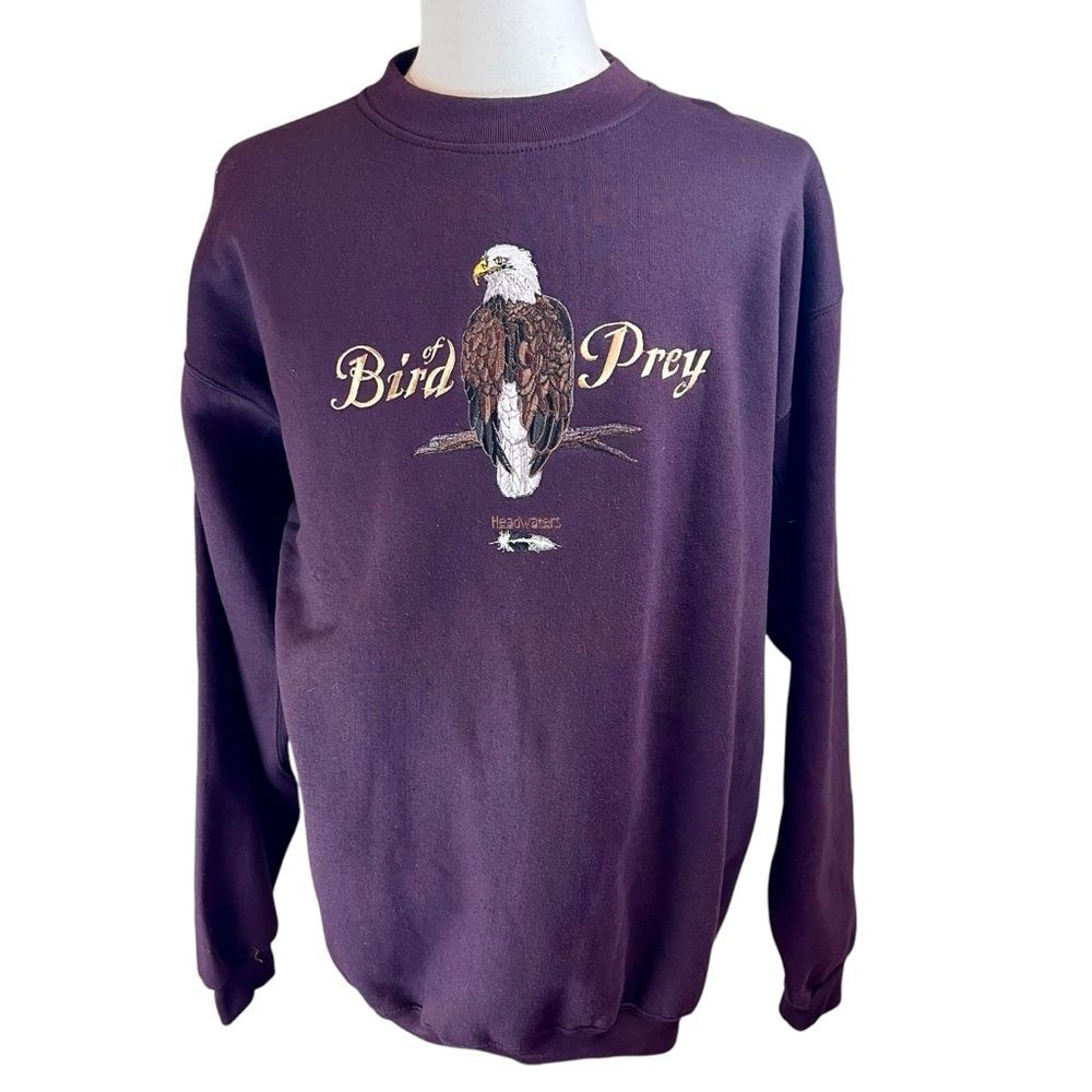 HEADWATERS Brown American Bald Eagle Bird‎ of Prey Sweatshirt Sz XL Crew Neck
